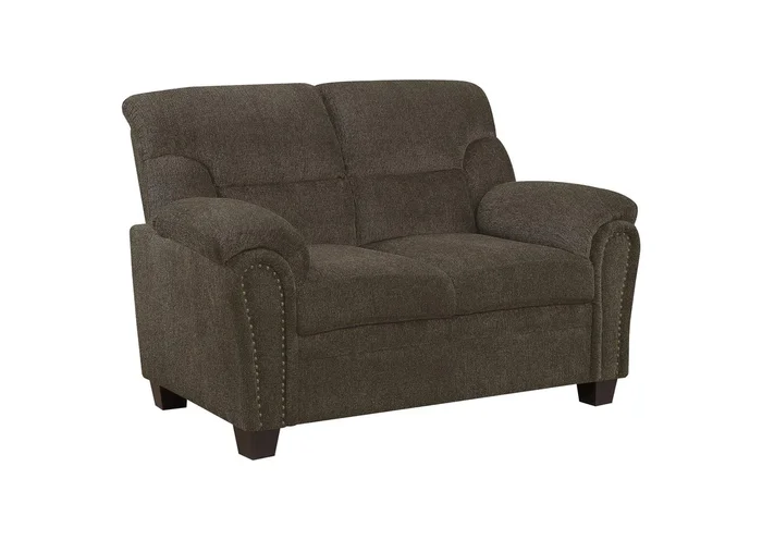 Clementine Upholstered Padded Arm Loveseat Brown
